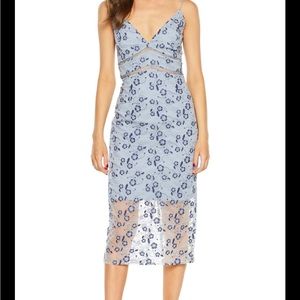 NWT midi embroidered cocktail dress